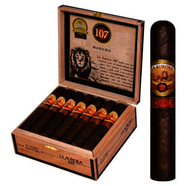狮子王 107马杜罗 公牛 54&times;140mm (21支/盒)<BR>LA AURORA 107 MADURO TORO<!--托 牛 托罗 深色 深包衣-->